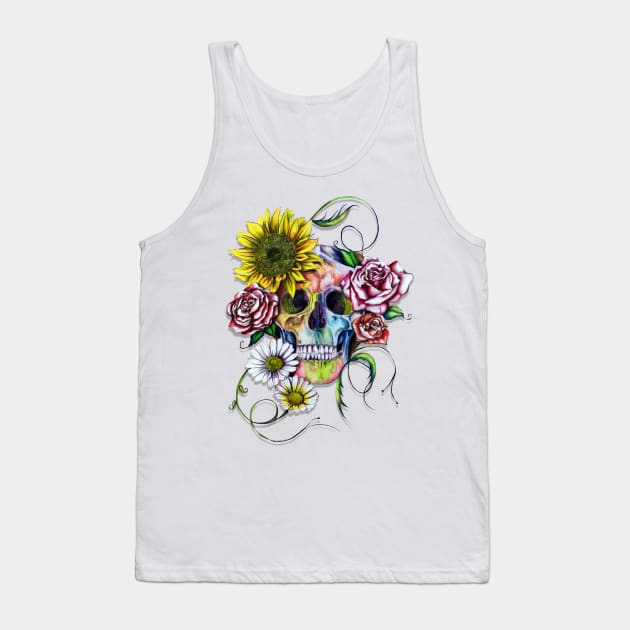 Skull With Flowers Tank Top by IsabelSalvador